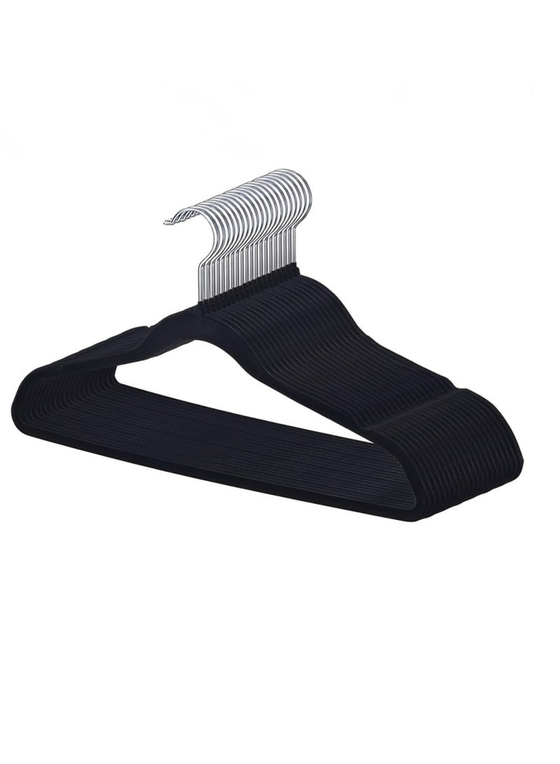 30 Pieces Non-Slip Velvet 360 Degree Swivel Hangers Set Black - Image 1