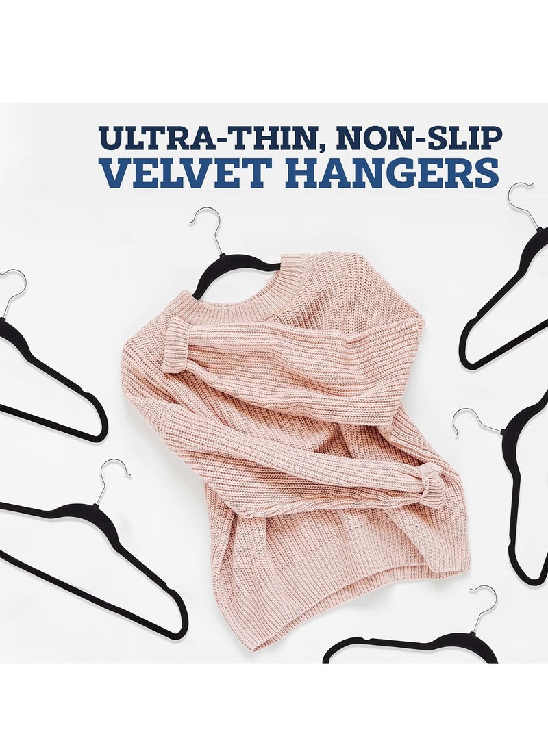 30 Pieces Non-Slip Velvet 360 Degree Swivel Hangers Set Black - Image 3