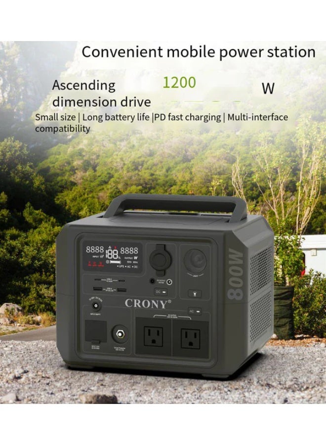كروني محطة طاقة محمولة كروني Cn601 بقدرة 800 واط مع بطارية Lifepo4 سعة 403.2 واط/ساعة، ومنافذ تيار متردد 230 فولت، ومنفذ USB-C بقدرة 100 واط، وشحن سريع لمدة 1.3 ساعة، ومتوافقة مع الطاقة الشمسية للتخييم في الهواء الطلق، ومصدر طاقة احتياطي منزلي للطوارئ. - Image 5