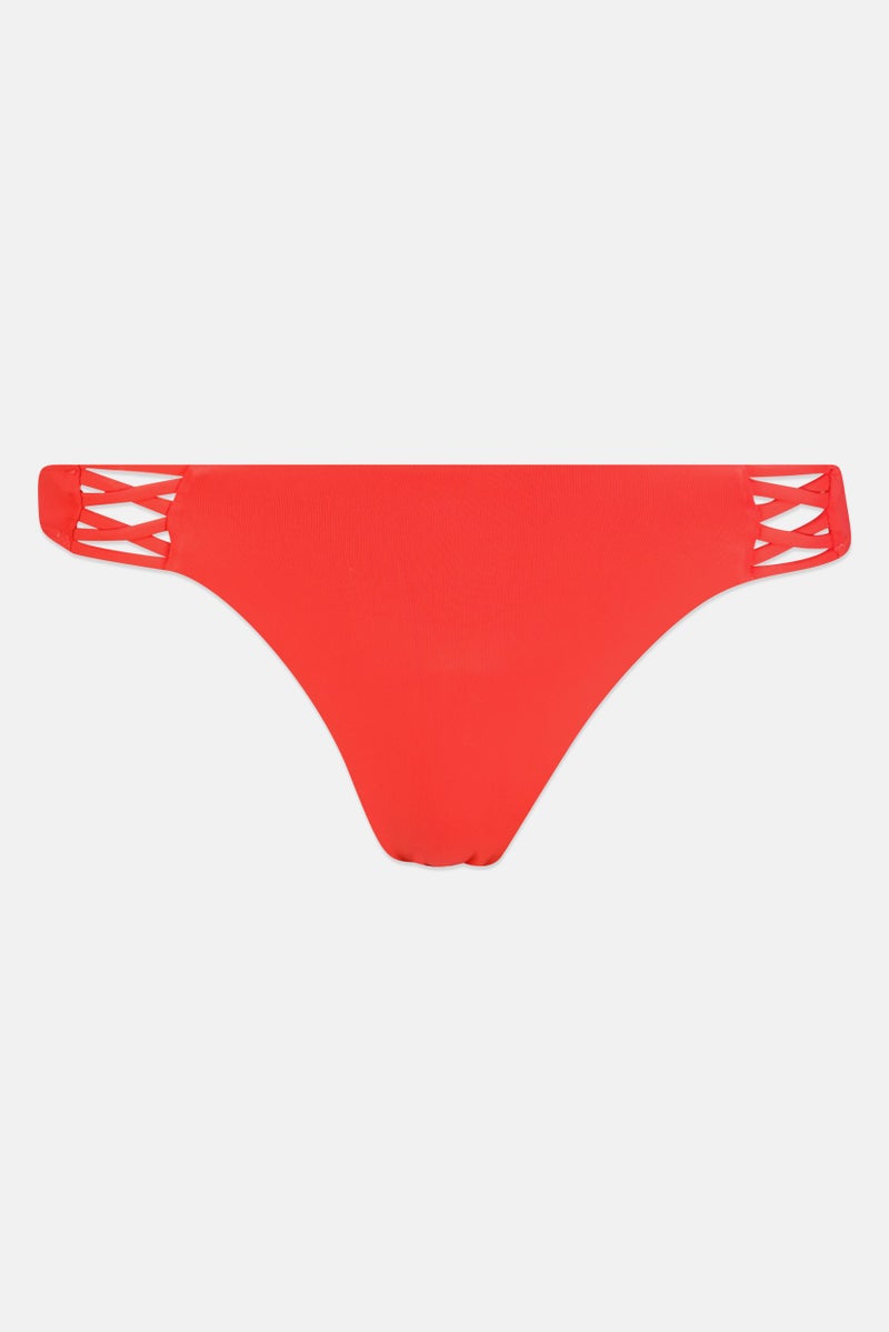 Billabong Women One Piece Solid Bikini Panty, Sunset Red - Image 1