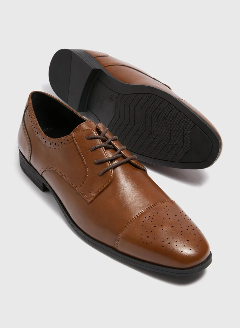 Matalan Tan Faux Leather Brogue Shoes