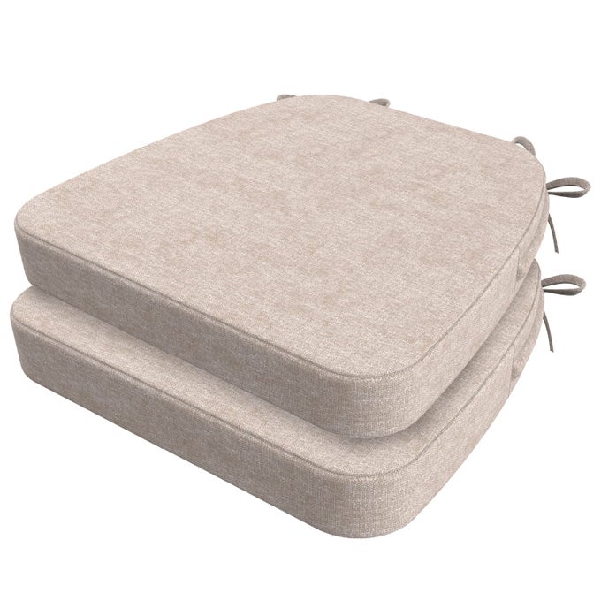 DSHAPED CHAIR CUSHIONS 2 THICK DINING CHAIR PADS WITH TIES AND REMOVABLE MACHINEWASHABLE COVER 17 X 16 BEIGE