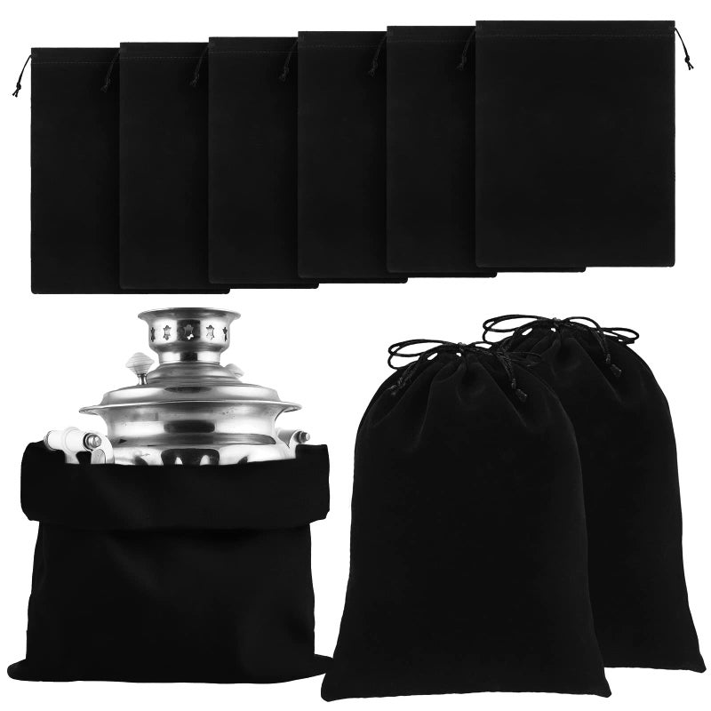 Ferraycle 6 Pcs Silver Storage Bags Anti Tarnish Storage Bag Fabric Cloth for Jewelry Silverware Protection Flatware(18 x 18 Inch,Black) - Image 1