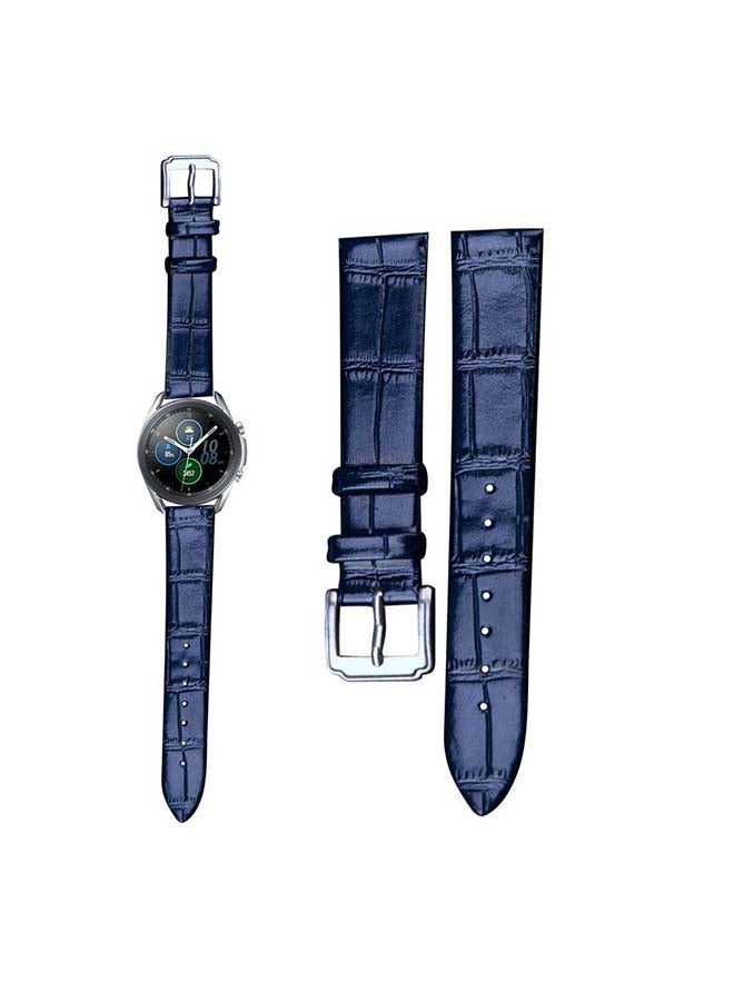بيرفيي سوار بديل من الجلد الطبيعي لساعة سامسونج جالاكسي 3 مقاس 45 مم أزرق - Image 1