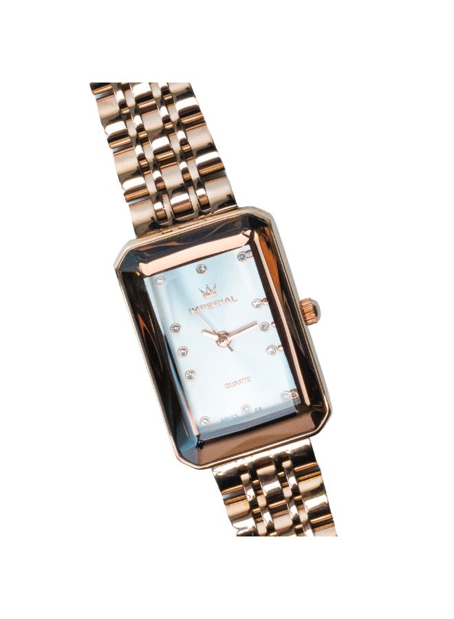 IMPERIAL Women's Rose Gold Stainless Steel Watch, Silver Dial, Y121 Movement, Butterfly Clasp, 3ATM Watch for Women | IMP.GD6636L7705 - Image 4