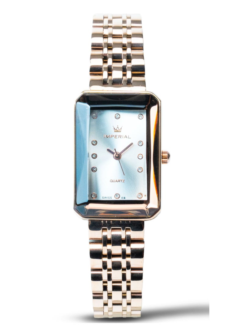 IMPERIAL Women's Rose Gold Stainless Steel Watch, Silver Dial, Y121 Movement, Butterfly Clasp, 3ATM Watch for Women | IMP.GD6636L7705 - Image 1