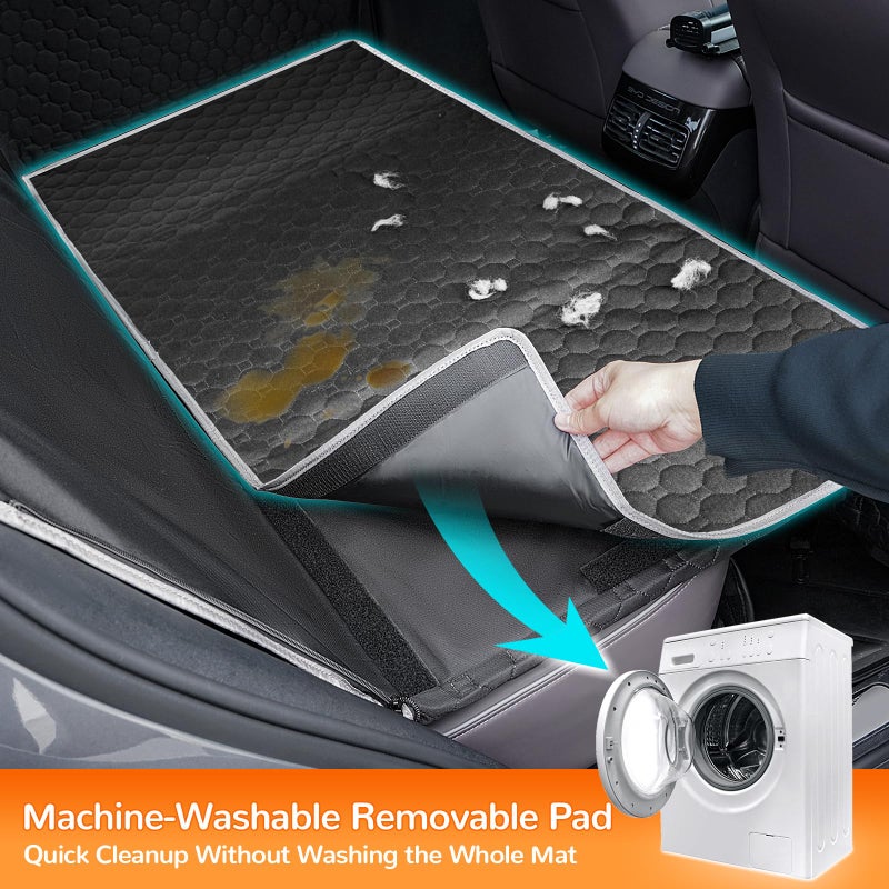 Mancro Back Seat Extender for Dogs with Detachable Mat,Hard Bottom Car Seat Cover for Dogs Supports 400lbs, Waterproof Dog Car Seat Cover for Back Seat, 600D Scratch-Proof Dog Hammock for Car,Black - Image 3