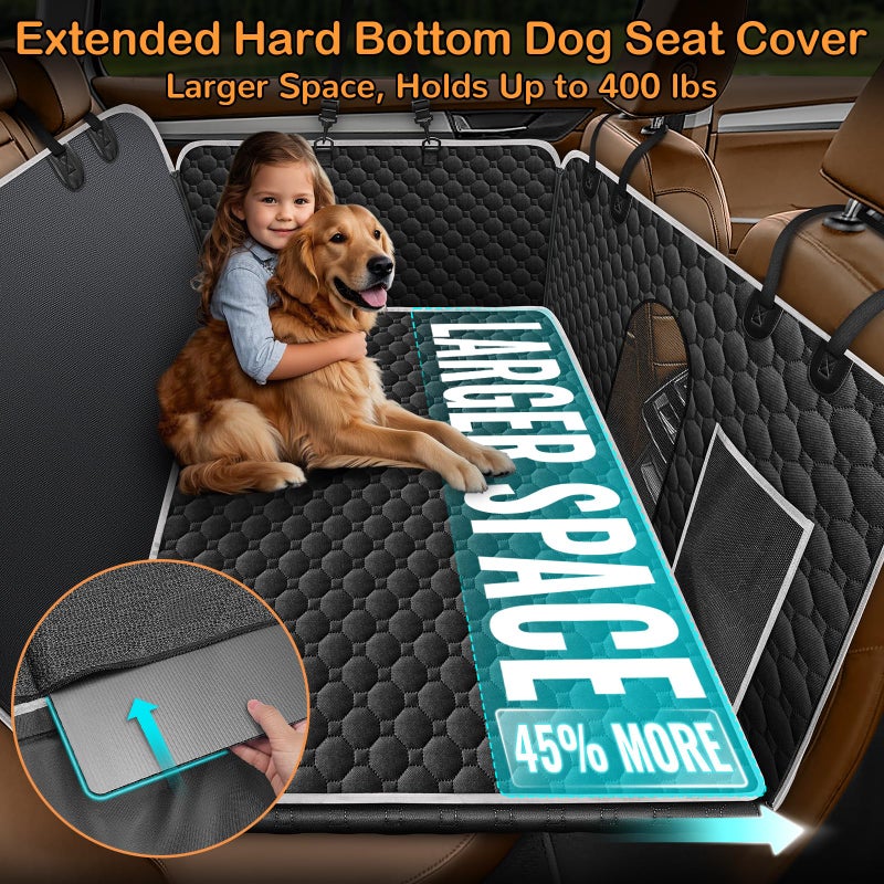 Mancro Back Seat Extender for Dogs with Detachable Mat,Hard Bottom Car Seat Cover for Dogs Supports 400lbs, Waterproof Dog Car Seat Cover for Back Seat, 600D Scratch-Proof Dog Hammock for Car,Black - Image 2