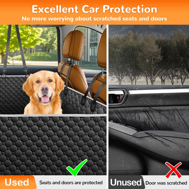 Mancro Back Seat Extender for Dogs with Detachable Mat,Hard Bottom Car Seat Cover for Dogs Supports 400lbs, Waterproof Dog Car Seat Cover for Back Seat, 600D Scratch-Proof Dog Hammock for Car,Black - Image 4