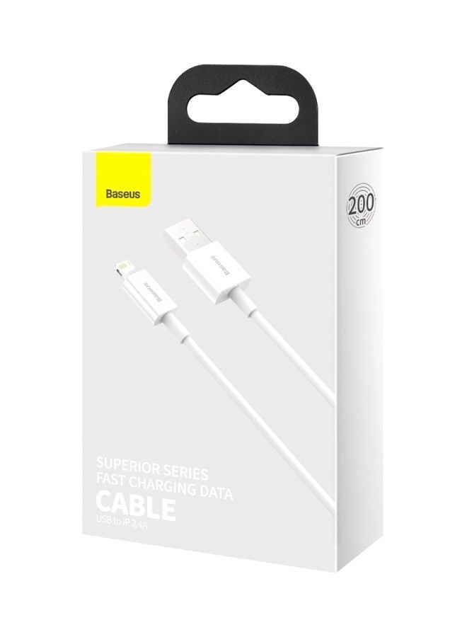 Baseus iPhone Cable, USB to Lightning-Fast Charging Cable iPhone Charger Cable 2.4A Lightning Cord Compatible for iPhone 14/14 Pro/14 Plus/14 Pro Max, iPhone 13 Pro 12 Pro Max 11 XS SE 7 Plus 6S iPad Pro 2M White - Image 5