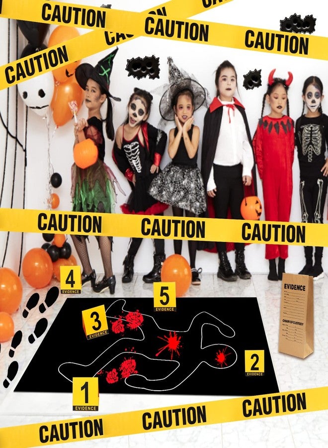 Keymall 15 Pcs Crime Scene Decoration Includes Body Silhouette Caution Tape Evidence Marker Bag Footprint Bullet Hole Stickers For Halloween CSI Theme Murder Mystery Dinner Party Room Decor - Image 5