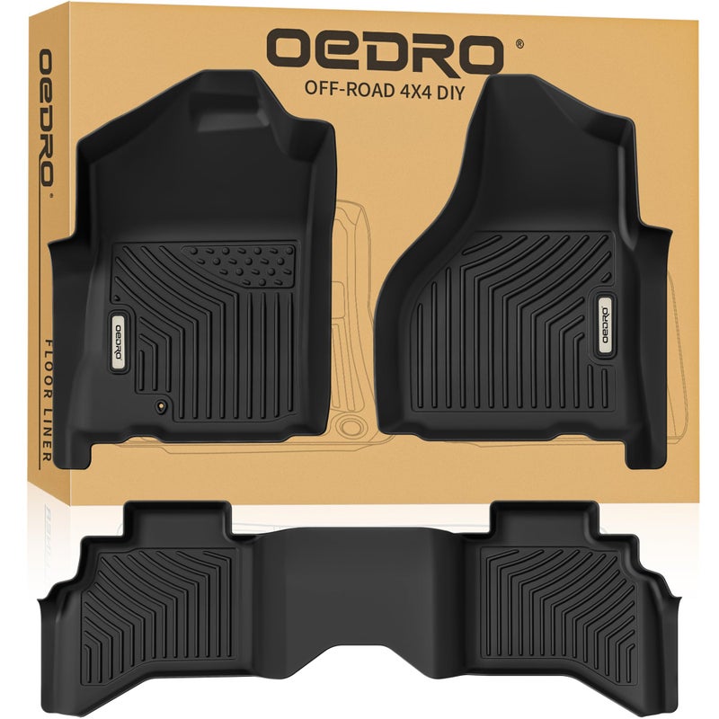 OEDRO Floor Mats Fit for 20022008 Dodge Ram 1500 Quad Cab 20032009 Dodge Ram 25003500 Quad Cab All Weather Floor Liners Unique Black TPE Front 2nd Seat