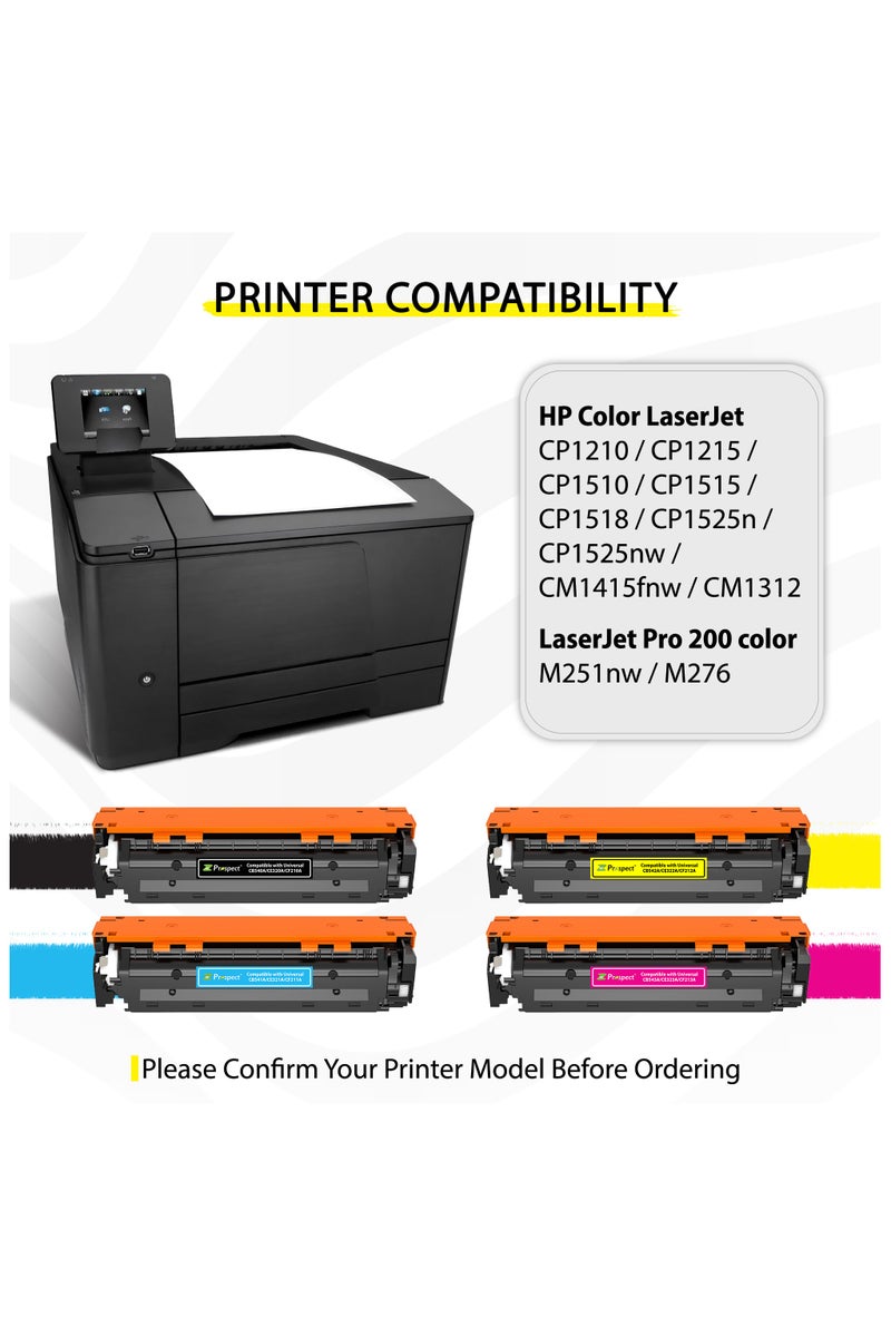 Prospect Toner 131A/ 128A/ 125A Black Laser Compatible with HP Models 131A CF210A /128A CE320A /125A CB540A for Printers HP Color LaserJet CP1210/CP1215/CP1510/CP1515/CP1518/CP1525n/CP1525nw/CM1415fnw/CM1312/Pro 200 color /M251nw/M276 ( Black ) - Image 4