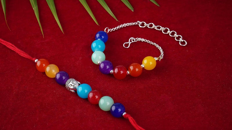 JFL - Jewellery for Less Chakra Energetic Healing Money Magnet Rakhi Bracelet for Spiritual Connection and Protection for Brother/Bhaiya/Bhabhi/Sister/Unisex/Couple (Adjustable) - Image 3