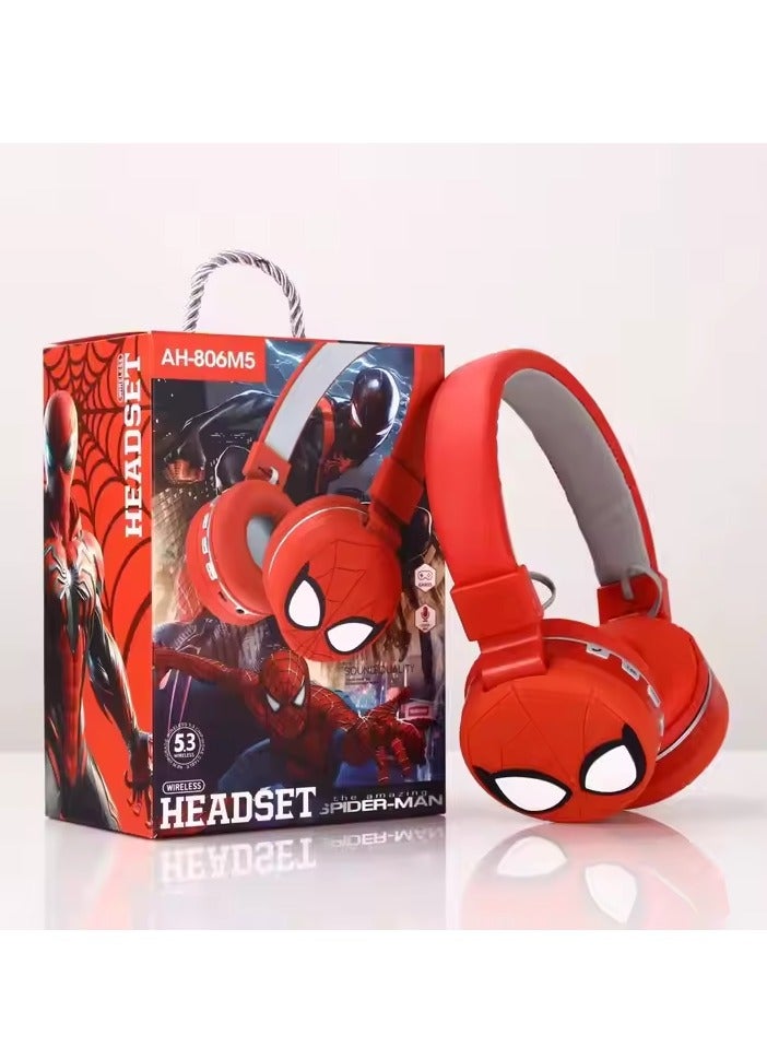SPIDERMAN Spider-Man Wireless Bluetooth Headphones for Kids - High-Resolution Sound, 400mAh Battery, 18-Hour Playback, Built-in Microphone, Volume Control, 3.5mm Jack, 40mm Driver, Red - Image 3