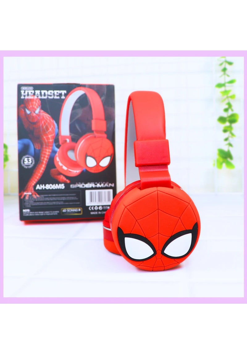 SPIDERMAN Spider-Man Wireless Bluetooth Headphones for Kids - High-Resolution Sound, 400mAh Battery, 18-Hour Playback, Built-in Microphone, Volume Control, 3.5mm Jack, 40mm Driver, Red - Image 4