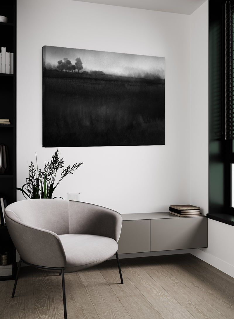 لوحة كانفاس على إطار خشبي بتصميم مشهد طبيعي مظلم - Image 1