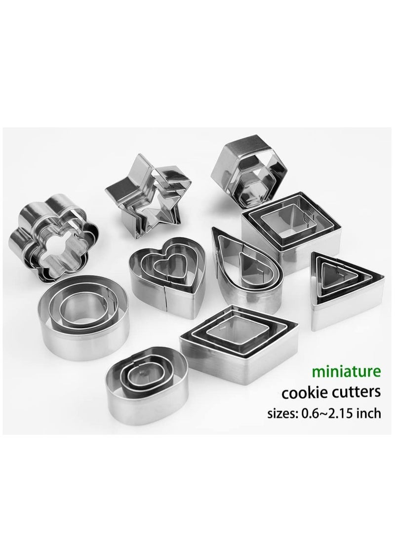KASTWAVE Mini Cookie Cutters Set, 30Pcs Heart Star Flower Round Square Hexagon Oval Diamond Shapes Cookie Cutters, Polymer Clay Cutters for Cookies,Biscuit,Pastry Dough,Pie Crust,Fruits Fondant Homemade Baking  - Image 5