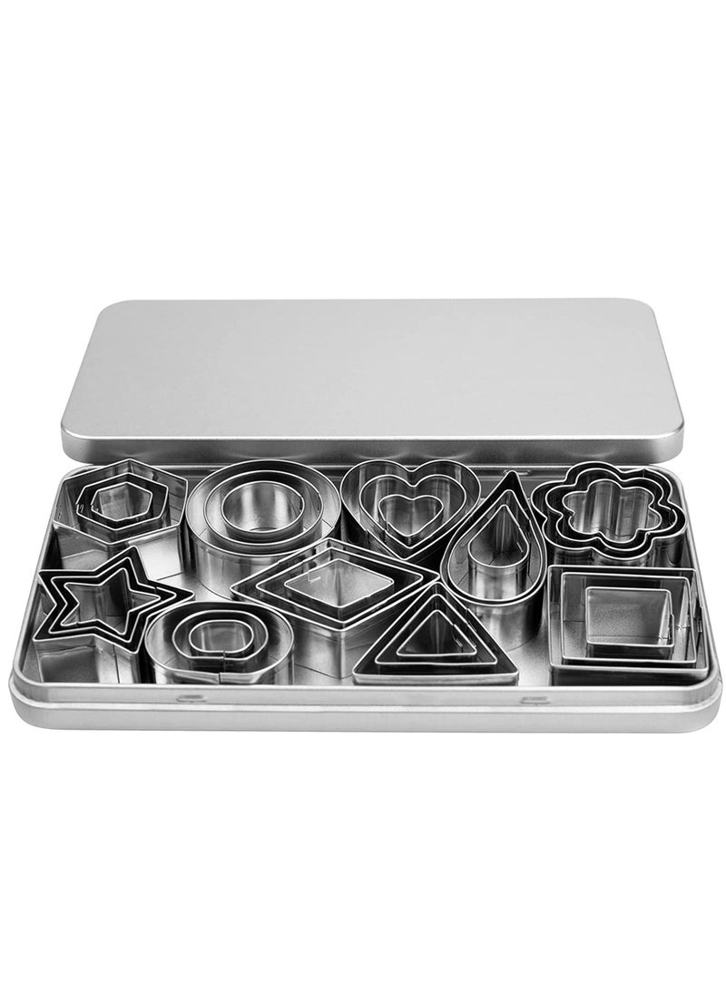 KASTWAVE Mini Cookie Cutters Set, 30Pcs Heart Star Flower Round Square Hexagon Oval Diamond Shapes Cookie Cutters, Polymer Clay Cutters for Cookies,Biscuit,Pastry Dough,Pie Crust,Fruits Fondant Homemade Baking  - Image 1