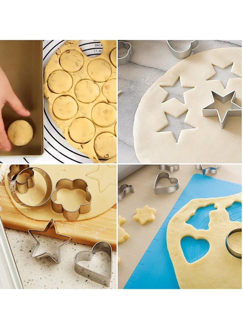 KASTWAVE Mini Cookie Cutters Set, 30Pcs Heart Star Flower Round Square Hexagon Oval Diamond Shapes Cookie Cutters, Polymer Clay Cutters for Cookies,Biscuit,Pastry Dough,Pie Crust,Fruits Fondant Homemade Baking  - Image 4