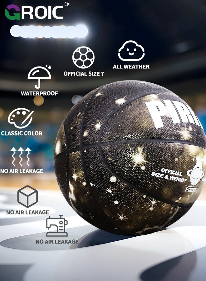 GROIC كرة سلة مقاس 29.5 بوصة، مقاس رسمي قياسي 7، كرة سلة داخلية وخارجية، كرة سلة من الجلد الصناعي، كرة سلة عالمية للتدريب، أدوات رياضية خارجية - Image 2