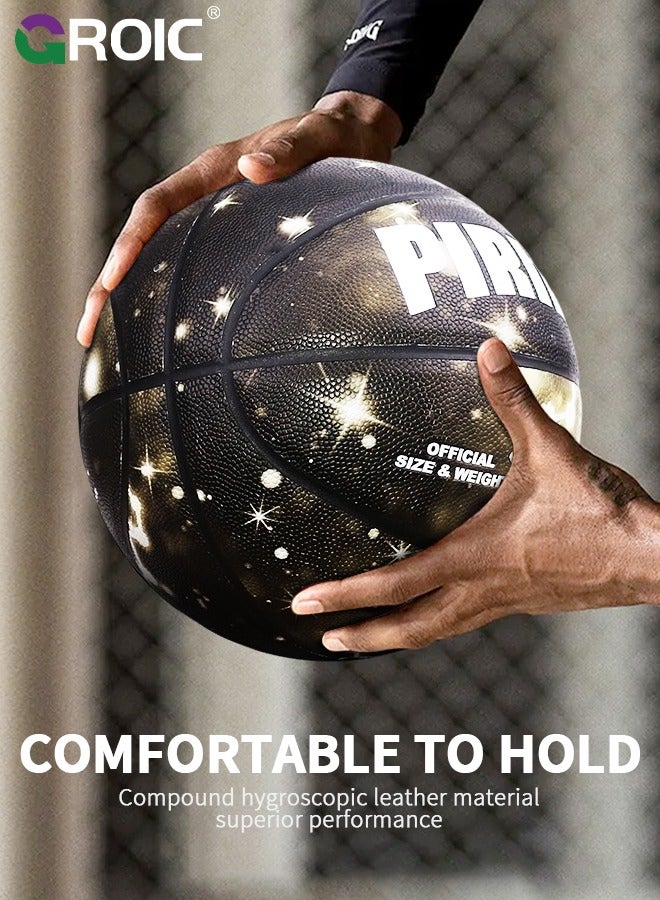 GROIC كرة سلة مقاس 29.5 بوصة، مقاس رسمي قياسي 7، كرة سلة داخلية وخارجية، كرة سلة من الجلد الصناعي، كرة سلة عالمية للتدريب، أدوات رياضية خارجية - Image 4
