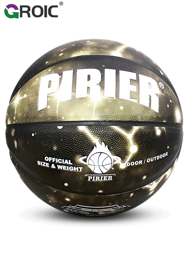 GROIC كرة سلة مقاس 29.5 بوصة، مقاس رسمي قياسي 7، كرة سلة داخلية وخارجية، كرة سلة من الجلد الصناعي، كرة سلة عالمية للتدريب، أدوات رياضية خارجية - Image 1