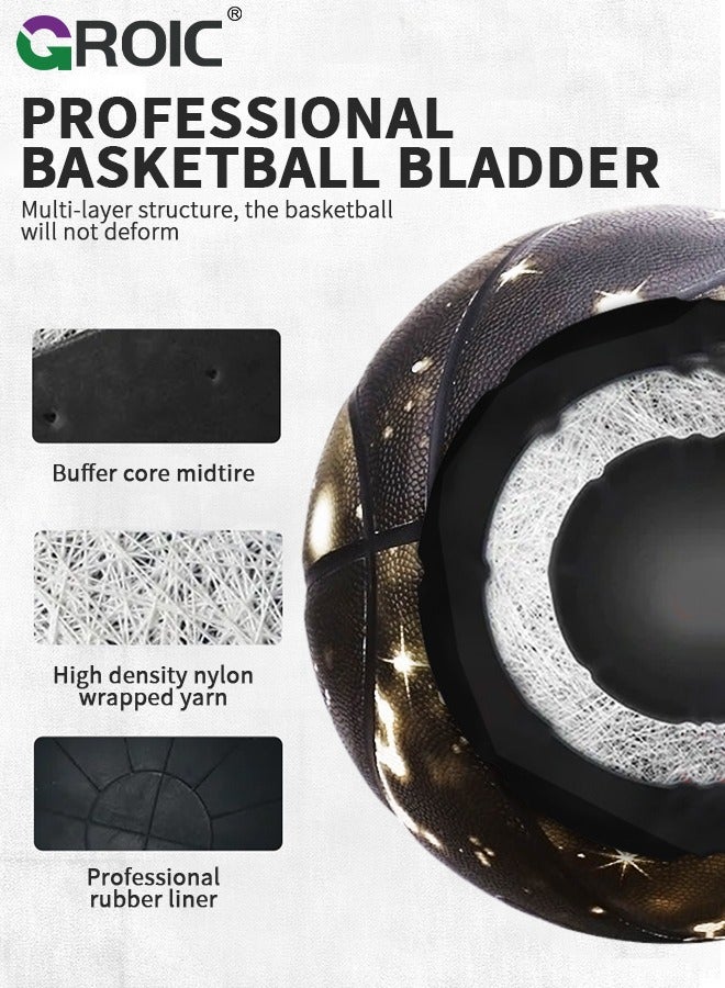 GROIC كرة سلة مقاس 29.5 بوصة، مقاس رسمي قياسي 7، كرة سلة داخلية وخارجية، كرة سلة من الجلد الصناعي، كرة سلة عالمية للتدريب، أدوات رياضية خارجية - Image 3