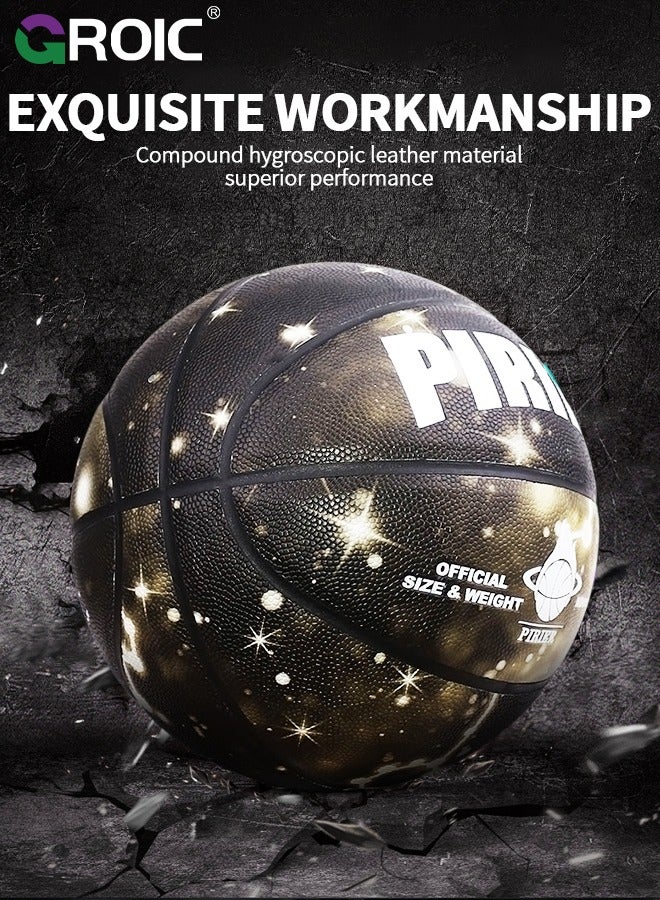 GROIC كرة سلة مقاس 29.5 بوصة، مقاس رسمي قياسي 7، كرة سلة داخلية وخارجية، كرة سلة من الجلد الصناعي، كرة سلة عالمية للتدريب، أدوات رياضية خارجية - Image 5