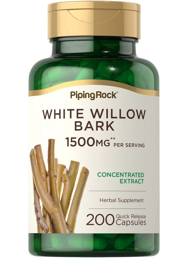 Piping Rock White Willow Bark Capsules 1500Mg ; 200 Count ; Concentrated Extract ; Herbal Supplement ; Gluten Free Nongmo  - Image 2