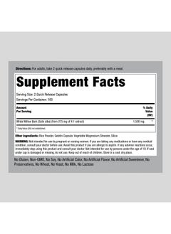 Piping Rock White Willow Bark Capsules 1500Mg ; 200 Count ; Concentrated Extract ; Herbal Supplement ; Gluten Free Nongmo  - Image 3