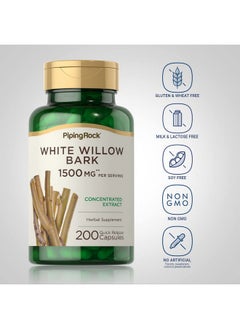 Piping Rock White Willow Bark Capsules 1500Mg ; 200 Count ; Concentrated Extract ; Herbal Supplement ; Gluten Free Nongmo  - Image 4