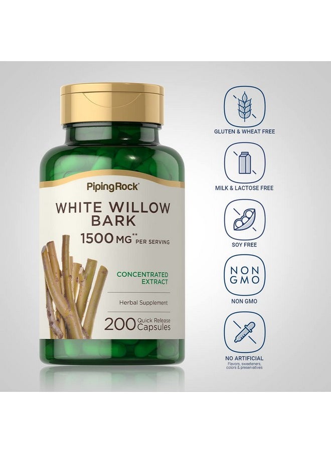 Piping Rock White Willow Bark Capsules 1500Mg ; 200 Count ; Concentrated Extract ; Herbal Supplement ; Gluten Free Nongmo  - Image 4