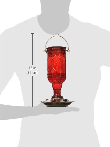 More Birds Red Jewel Hummingbird Feeder, Glass Hummingbird Feeders for Outdoors, 5 Feeding Stations, 20 Ounces - Image 3