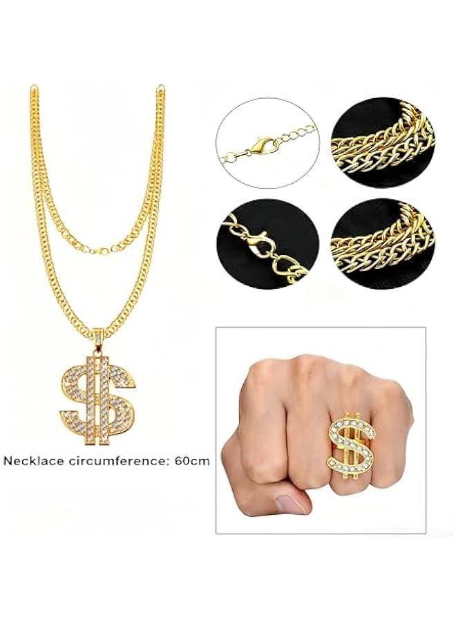 Gejoy Hip Hop Costume Kit 80s 90s Rapper Accessories Outfit for Men Women Sunglass Hat Chain Ring  Party Decoration - Image 2