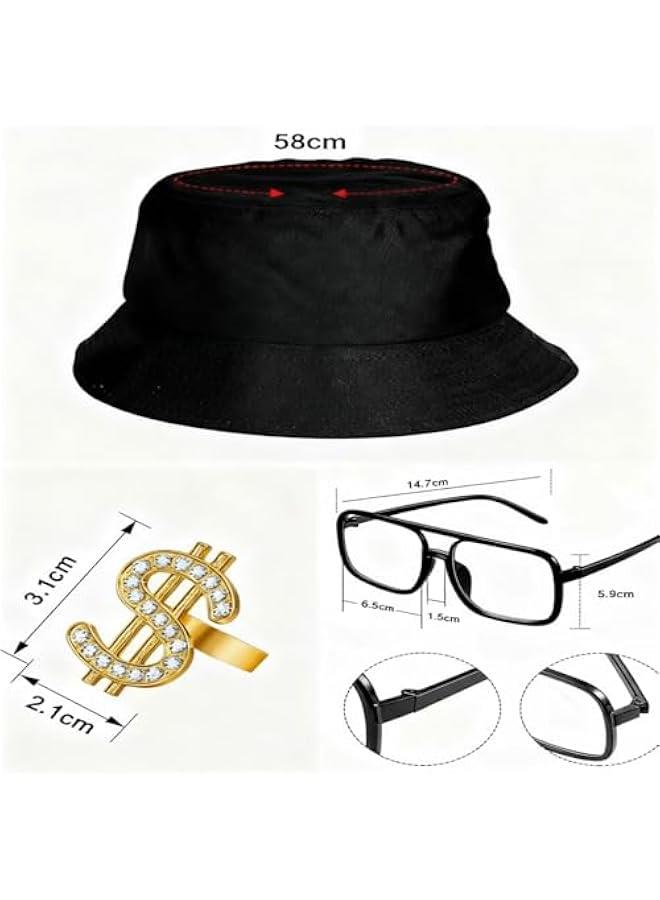 Gejoy Hip Hop Costume Kit 80s 90s Rapper Accessories Outfit for Men Women Sunglass Hat Chain Ring  Party Decoration - Image 3