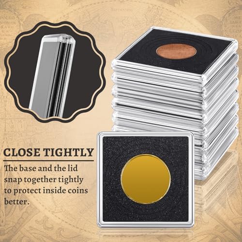 Leinuosen 30 Pcs Adjustable Acrylic Coin Cases for Collectors with Sponges 20/25/30/35/40 mm Coin Snap Holder Silver Dollar Protection Cases Dollar Collection Supplies - Image 3