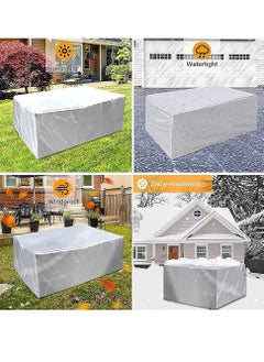 HomarKet Patio Furniture Covers, Outdoor Furniture Cover Waterproof, General Purpose, Outside Table and Chair Covers, Heavy Duty 210D 250x200x80cm, Grey  - Image 2
