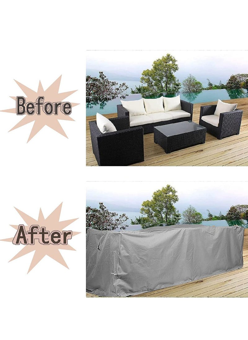 HomarKet Patio Furniture Covers, Outdoor Furniture Cover Waterproof, General Purpose, Outside Table and Chair Covers, Heavy Duty 210D 250x200x80cm, Grey  - Image 4