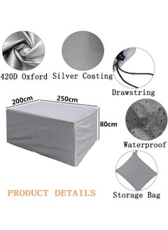 HomarKet Patio Furniture Covers, Outdoor Furniture Cover Waterproof, General Purpose, Outside Table and Chair Covers, Heavy Duty 210D 250x200x80cm, Grey  - Image 3