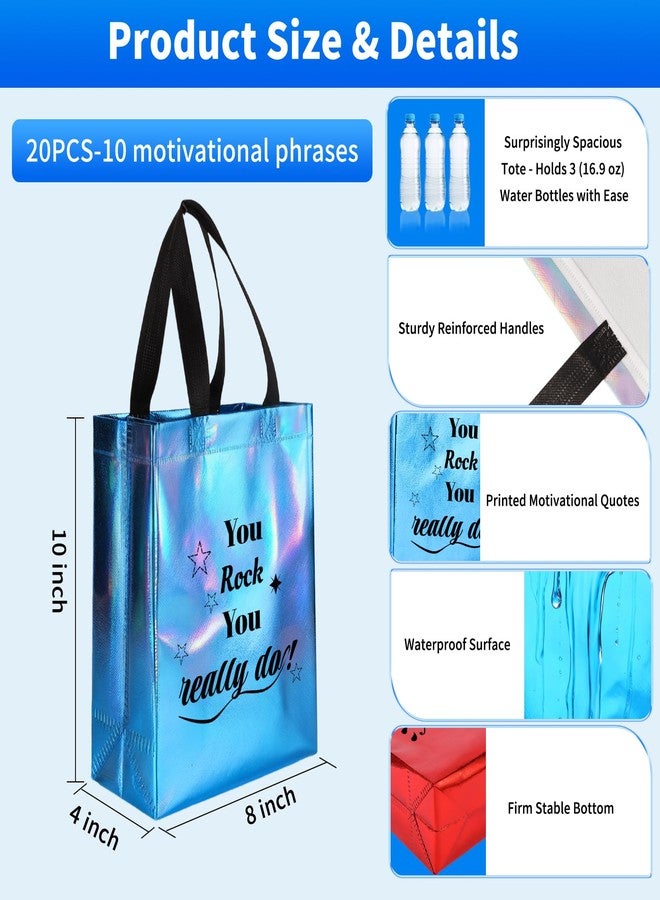 Bermoge 40 Pcs Reusable Gift Bags with Handles - Include 20 Iridescent Gift Bags & 20 Tissue Paper - Employee Appreciation Gifts Bulk for Staff, Team, Coworker, Teachers, Nurse, Thank You Gifts (Colorful) - Image 2