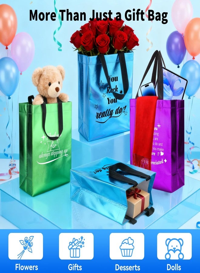 Bermoge 40 Pcs Reusable Gift Bags with Handles - Include 20 Iridescent Gift Bags & 20 Tissue Paper - Employee Appreciation Gifts Bulk for Staff, Team, Coworker, Teachers, Nurse, Thank You Gifts (Colorful) - Image 3