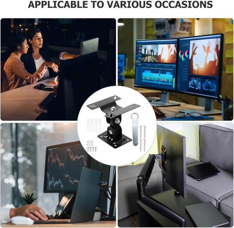 Kisangel Adjustable Monitor Mount Bracket with 360° Swivel for 14-27 Inch Screens, Metal Pivot LCD Display Stand for Home and Office Use - Image 3