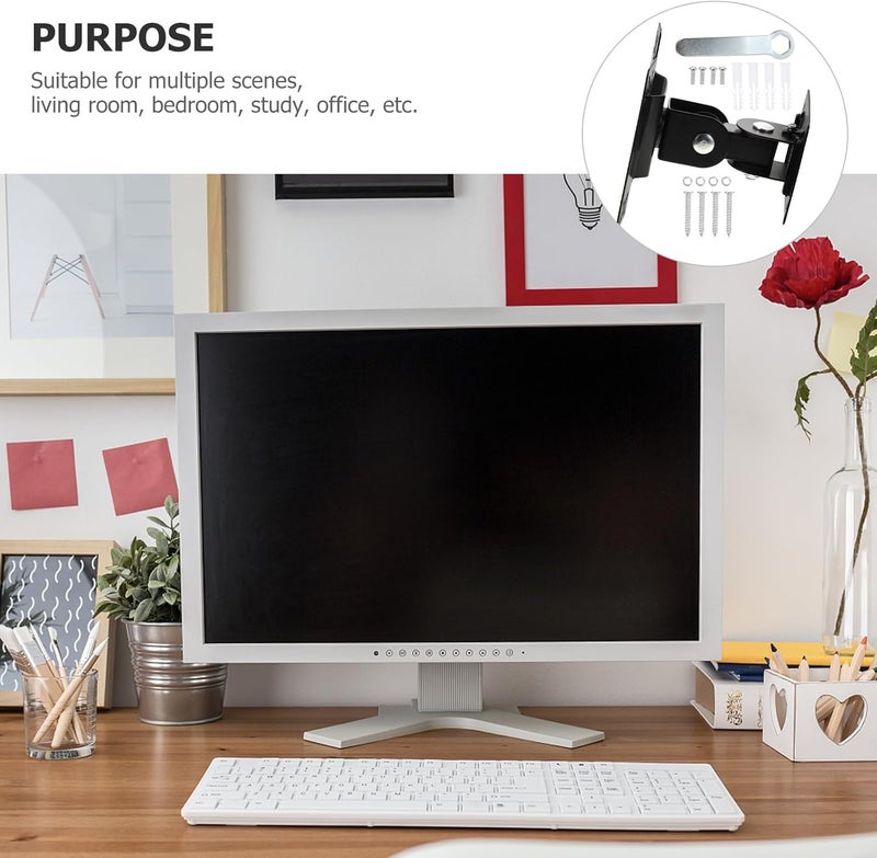 Kisangel Adjustable Monitor Mount Bracket with 360° Swivel for 14-27 Inch Screens, Metal Pivot LCD Display Stand for Home and Office Use - Image 5