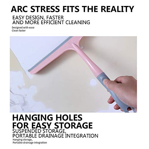 Leeonz® Window Cleaning Tool Silicone Non-Slip Glass Wiper Cleaner Cleaning Brushes, Shower Squeegee, Single Side Wipe Silicone Bathroom Cleaning Mirror Wall Scraper Glass Wiper Tool (Pink) - Image 3