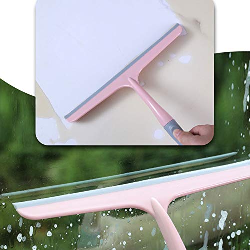 Leeonz® Window Cleaning Tool Silicone Non-Slip Glass Wiper Cleaner Cleaning Brushes, Shower Squeegee, Single Side Wipe Silicone Bathroom Cleaning Mirror Wall Scraper Glass Wiper Tool (Pink) - Image 2