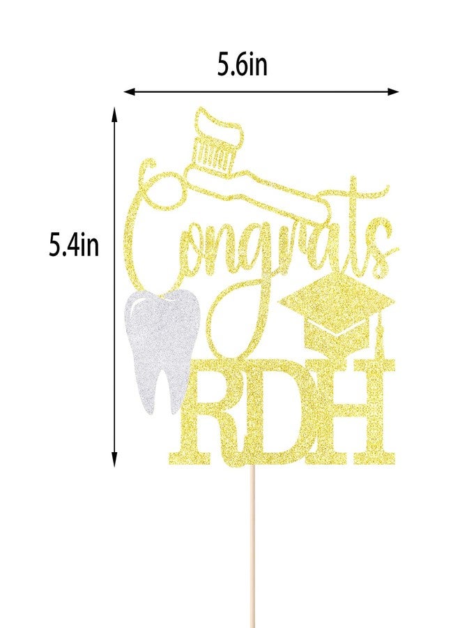 YUINYO Gold Glitter Congrats RDH Cake Topper, Congrats Dentist/Dental School Survivor/You Did It, 2026 Graduation Party Decorations - Image 2