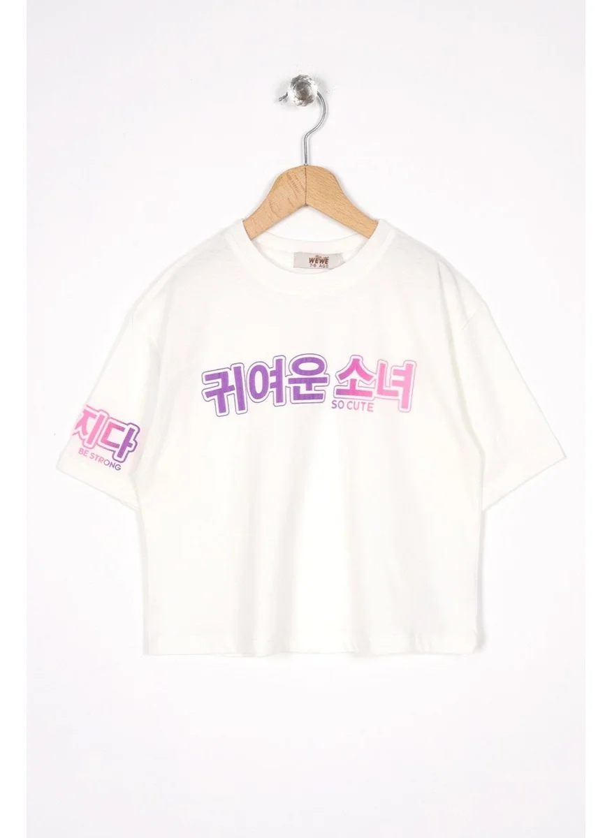 Zepkids Printed Ecru Color Girls T-shirt