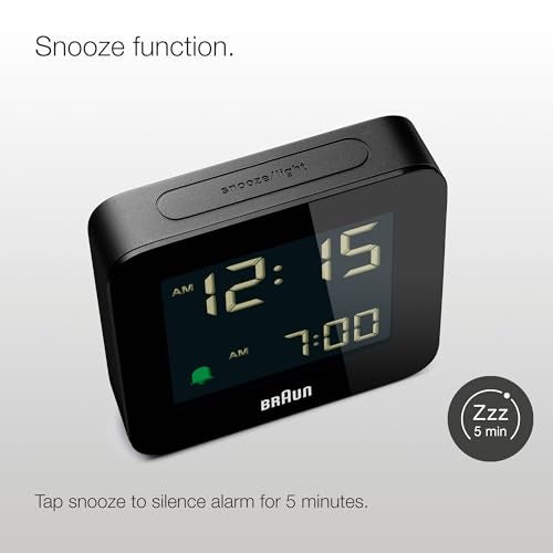 Braun Digital Alarm Clock with Snooze, Negative LCD Display, Quick Set, Crescendo Beep Alarm in Black, Model BC09B (1-Pack) - Image 4