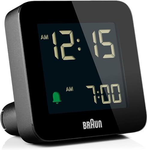 Braun Digital Alarm Clock with Snooze, Negative LCD Display, Quick Set, Crescendo Beep Alarm in Black, Model BC09B (1-Pack) - Image 1